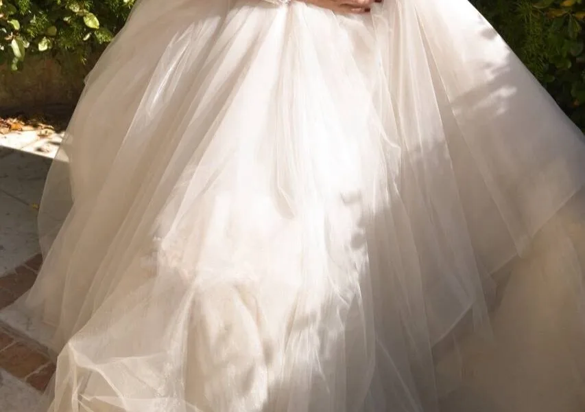 Layers of ivory tulle skirt in natural light